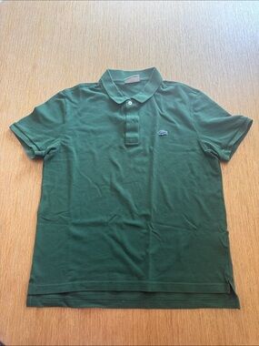 Lacoste for J.Crew Green Polo Shirt Size 6 Blue Croc Cotton Piqué